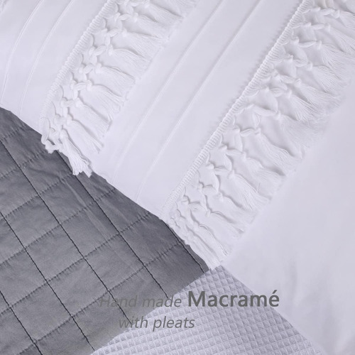 Almohadas Blancas Boho Shams Shabby Chic Macramé Tassel