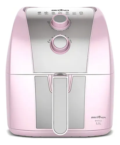 Air Fryer Rosa Britânia 5,5l Cesto Pinkstone 1500w Bafe53 127v