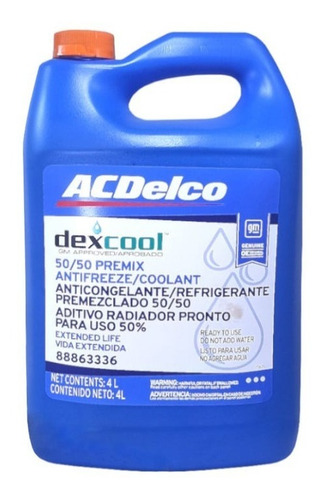 Imagen 3 de 4 de Refrigerante Acdelco Original Importado Usa 50/50 Cont 4 Lts