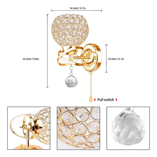 Lámpara De Pared De Cristal Lámpara De Cabecera Lámpara