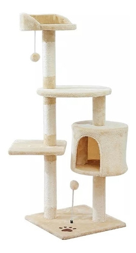 Imagen 1 de 1 de Rascador Torre Tipo Árbol Gatos Casa Mascotas 4 Niveles 