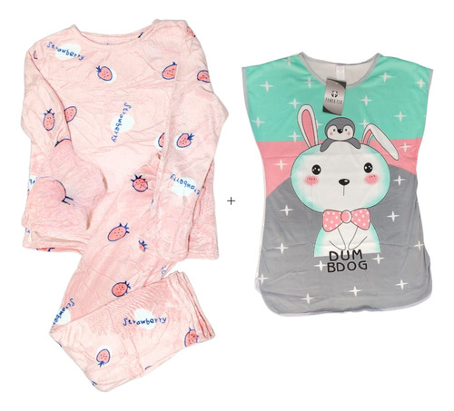 Pijama Juvenil Niña 2 Piezas + Camison Kawaii 10 A 12años