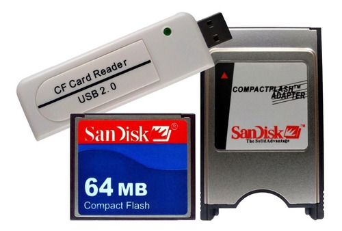 Cf 64mb + Leitor Compact Flash Usb + Adaptador Pcmcia Fanuc