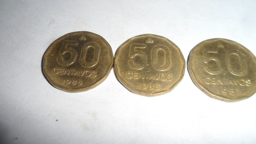 3 Monedas Argentina 50 Centavos Serie 1985/86/87