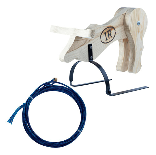 Kit Boizinho Cavalete Para Laço Team Roping + Laço Cor Azul