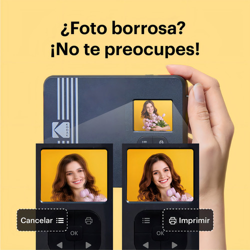Kodak Mini Shot 3 Retro 4pass 2-en-1 Cámara Instantánea Y Impresora De Fotos (7,6x7,6cm) + Pack De Con 68 Hojas, Amarillo
