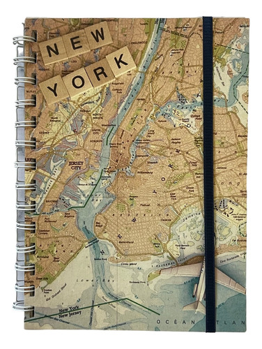 Cuaderno Anillado 15x21  A5 Tapa Dura Diseño Viaje New York