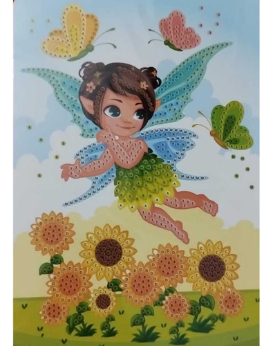 Kit 5 Quadros Pintura 5d Diamante Infantil Princesa Fada
