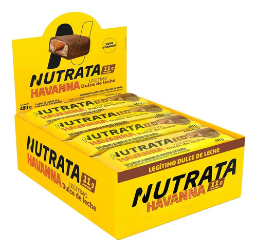 Whey Grego Bar (caixa 12 Unidades) - Nutrata Barra Proteina Sabor Doce de leite Havanna