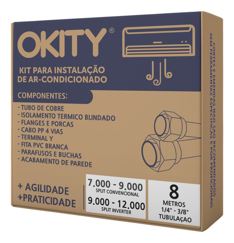 Kit Instalação Ar Split 9000 Comum 9/12000 Inverter 8 Metros
