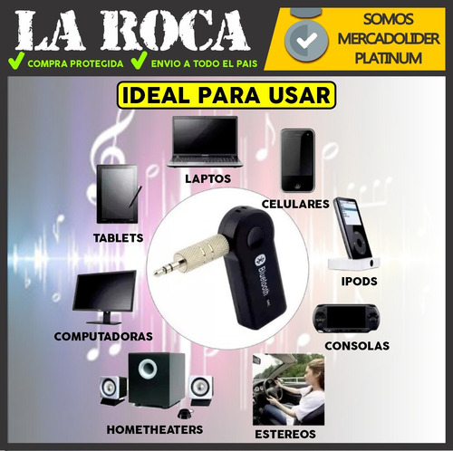 Imagen 4 de 10 de Receptor Bluetooth Entrada Auxiliar Recargable Manos Libres