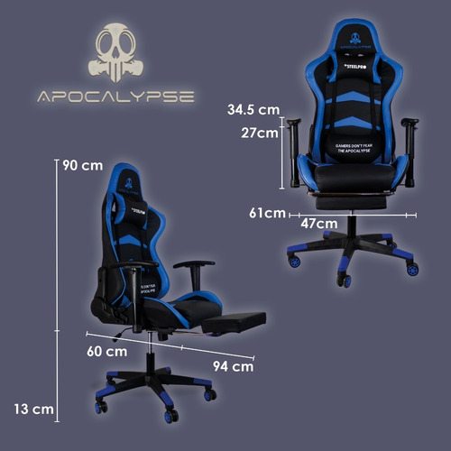 Imagen 4 de 7 de Silla Gamer Ergonomica Reclinable 180 Apocalypse By Steelpro