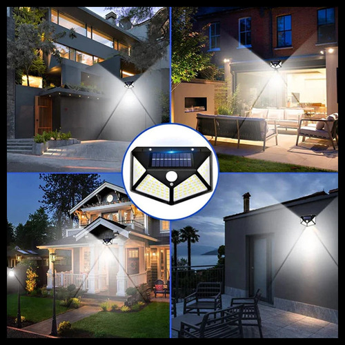 Aplique Reflector Solar Led Panel Recargable 100 Exterior