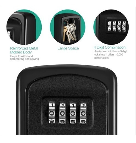 Mini Caixa Cofre Com Código Senha De Parede Para Chaves