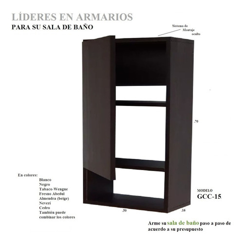 Imagen 7 de 9 de Mueble Modular Aéreo En Melamina Para Baño Mod. Gcc-15
