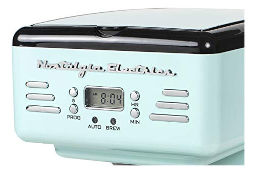 Cafetera Nostalgia Retro 12 Tazas Led Programable Aqua