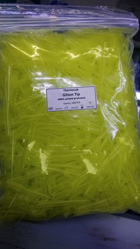 Tips Puntas Para Micropipeta Amarillo 200ul X 1000 Unidades