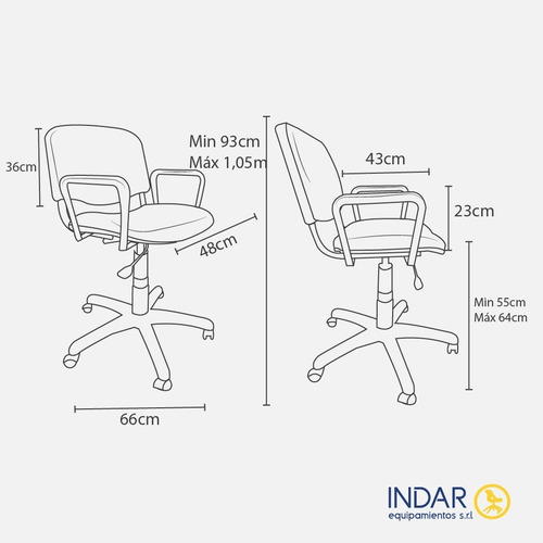 Imagen 5 de 7 de Silla Oficina Escritorio Pc Iso Tapizada Regulable Giratoria