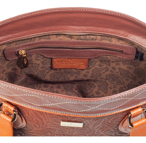 Imagen 6 de 7 de Bolso Tote De Piel Con Grabado Tipo Cincelado Bolsa Dama
