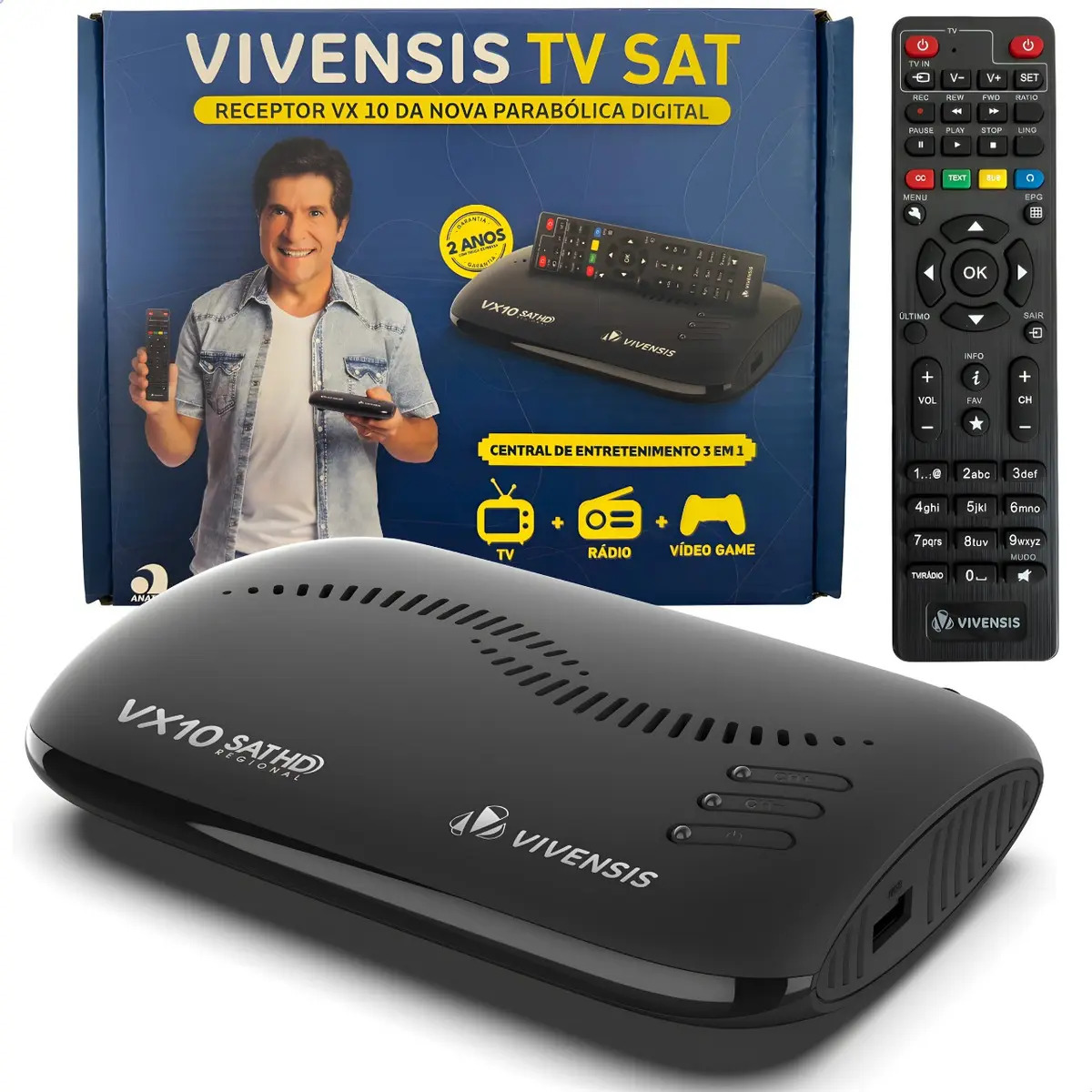 Receptor Vivensis Vx10 Full Hd Via Satélite Compatível Antena SKY SATHD Nova Parabólica