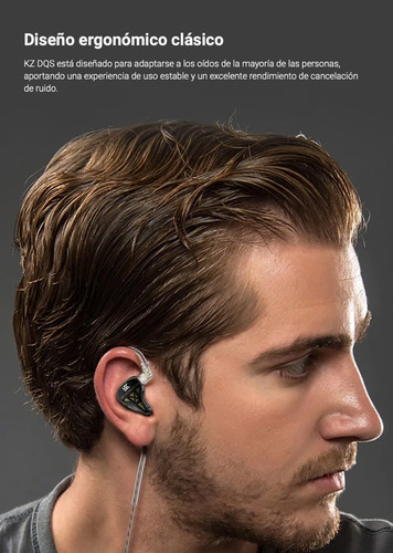 Imagen 10 de 10 de Auriculares In Ear Kz Dqs 1dd Cable Ofc Con Microfono