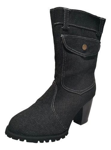 Botas De Piel Vaquera Vintage Con Tacón Grueso For Mujer