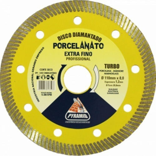Disco Diamantado Turbo Porcelanato Extra Fino Profissional Cor Amarelo