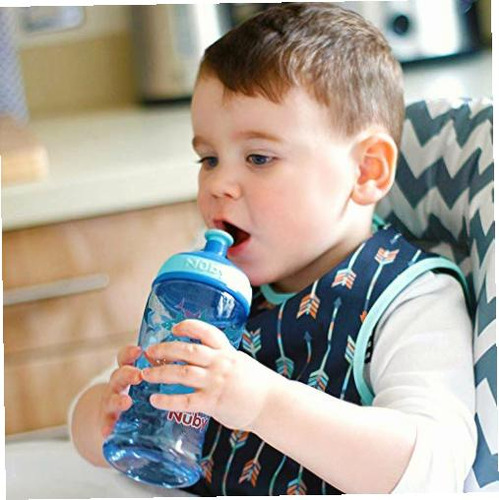 Nuby Printed Kids Pop Up Sipper Water Bottle, Colors May Color Multi