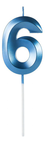Vela Aniversário Design Azul Pérola Número 6 - 01 Unid