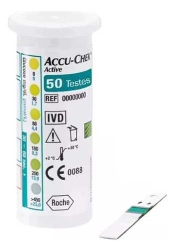 Tiras Para Medição De Glicose Accu Chek Active Caixa Com 50 Un Verde