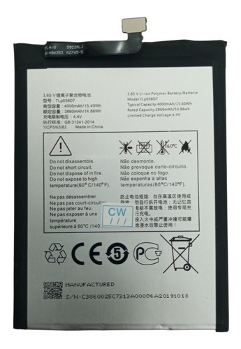 Bateria Para Alcatel 1v Tlp038d7 (4.4v-4000mah) 15.4wh