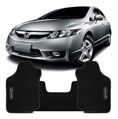 Jogo Tapete Honda Civic 2007 A 2011 Logo Automotivo Kit