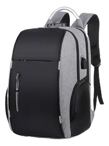 Mochila Antirrobo De Gran Capacidad Con Cargador Usb 30l Color Gris