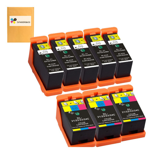 Paquete De 8 Cartuchos De Tinta Compatibles Dell Series 21 .