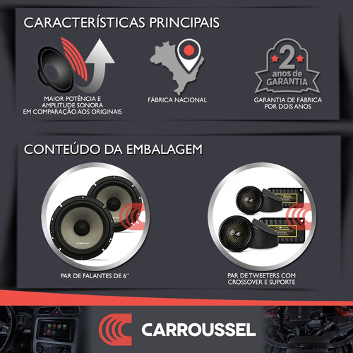 Imagem 2 de 10 de Alto Falante Kit Duas Vias Audiophonic Sensation Ks 6.2 6pol