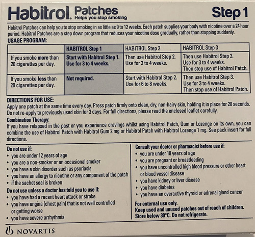 Novartis Habitrol 21mg Nicotine Patches Step 1. Stop Smoking