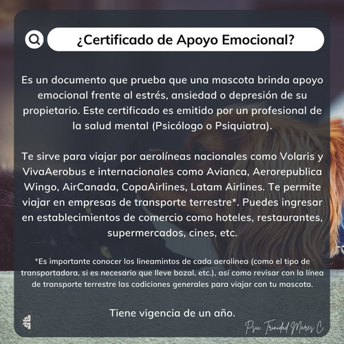 Certificado Mascota De Apoyo Emocional