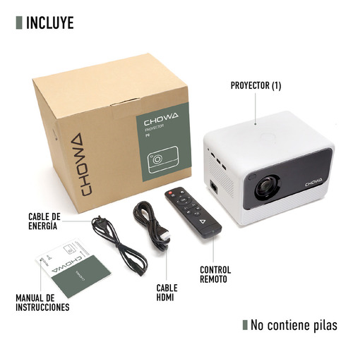 Proyector Mini Chowa P8 Android Wifi 4k Hd 720p Color Blanco Blanco
