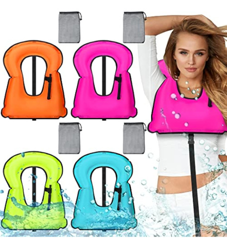 4 Pcs Snorkel Vest Adults Portable Inflatable Swim Vest