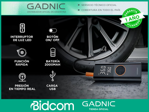 Compresor De Aire Portátil Gadnic Neumáticos Pantalla Lcd