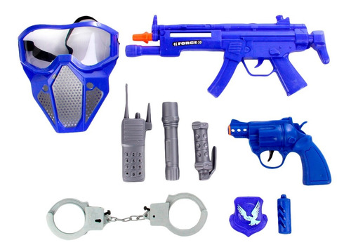 Set Policia Pistola Ametralladora Luz Sonido Mascara Accesor