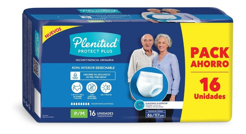 Imagen 2 de 3 de Ropa Interior Plenitud Protect Plus X16 + Pant Femme X8