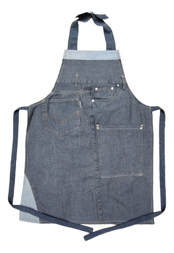 Delantal Jeans Artesanal Parrilla Cocina Barman Unisex 