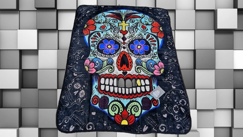 Imagen 6 de 6 de Frazada Catrina Calavera 1.27 X 1.52 M Suavecita Colorida