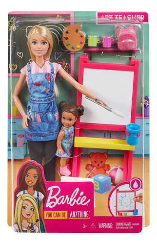Barbie Juego De Profesor De Arte Con Muñeca Rubia, Muñeca Pe