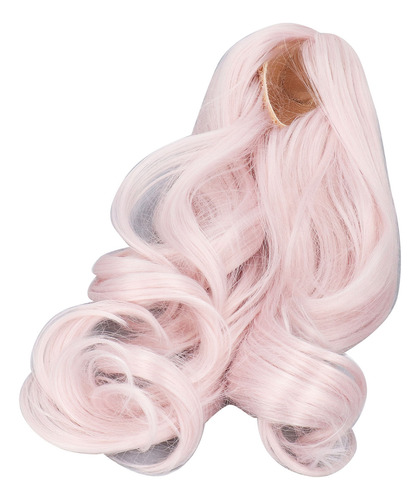 Peluca De Muñeca Rosa De Seda Suave, Larga Y Rizada, Con Ray