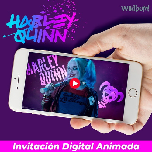 Invitación Virtual Animada Para Cumpleaños - Harley Quinn