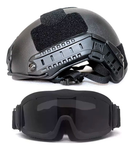 Casco Kevlar Fast Nivel Iii-a + Gafas Tácticas Goggles 