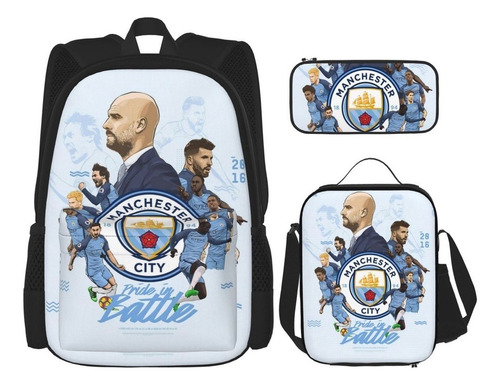 Conjunto De Mochila Escolar De 3 Piezas Manchester City