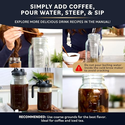 Cafetera Cold Brew Con Cuerpo De Vidrio Resistente Y 2 Tapas